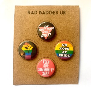 4 LGBTQ Pride Badge Set Gay Lesbian Bisexual Transgender Queer Community Pins Buttons Rainbow Flag LGBT imagen 2