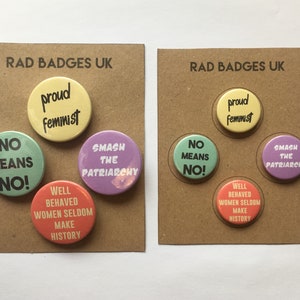 Set of 4 Feminist Button Badges Political Feminism Pins - Etsy