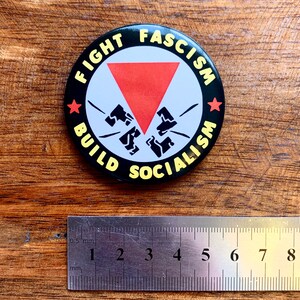 Magnet Fight Fascism Build Socialism Leftist Red Triangle Anti-Fascist image 3