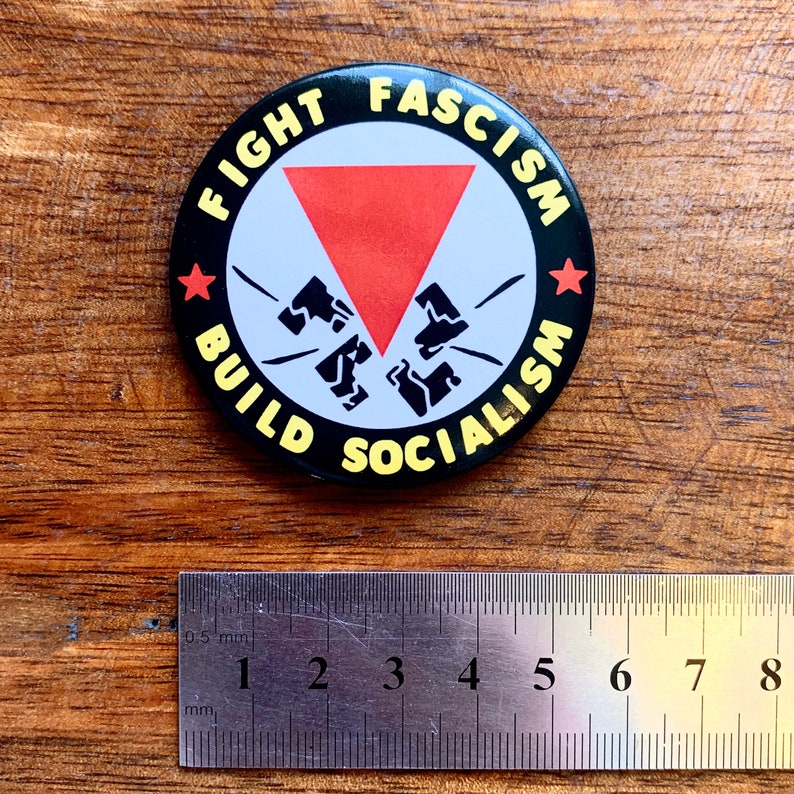 Magnet Fight Fascism Build Socialism Leftist Red Triangle Anti-Fascist image 3