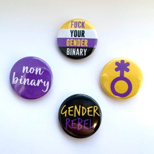Set von 4 Non Binary Button Badges Enby Flag Pins Pride LGBTQ