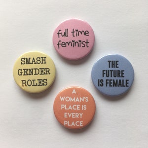Feminist 4 Badge Set Political Pinback Button Badges