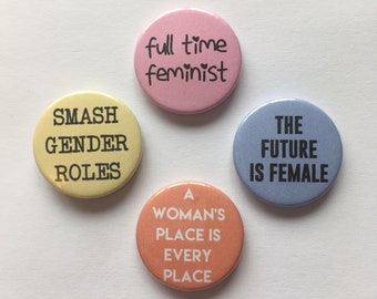 Feminist 4 Badge Set Political Pinback Button Badges