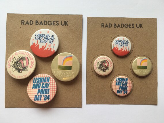 4 Vintage Remake Lesbian & Gay Pride Day 80s Pinback Button 4 Vintage Remake Lesbian & Gay Pride Day 80s Pinback Button