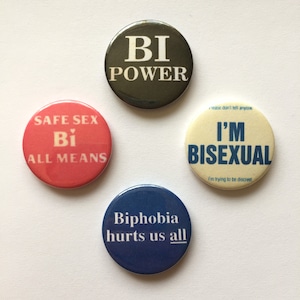 Bisexual 4 Badge Set Vintage Remake Bi Buttons LGBT Pins Pride Month Retro