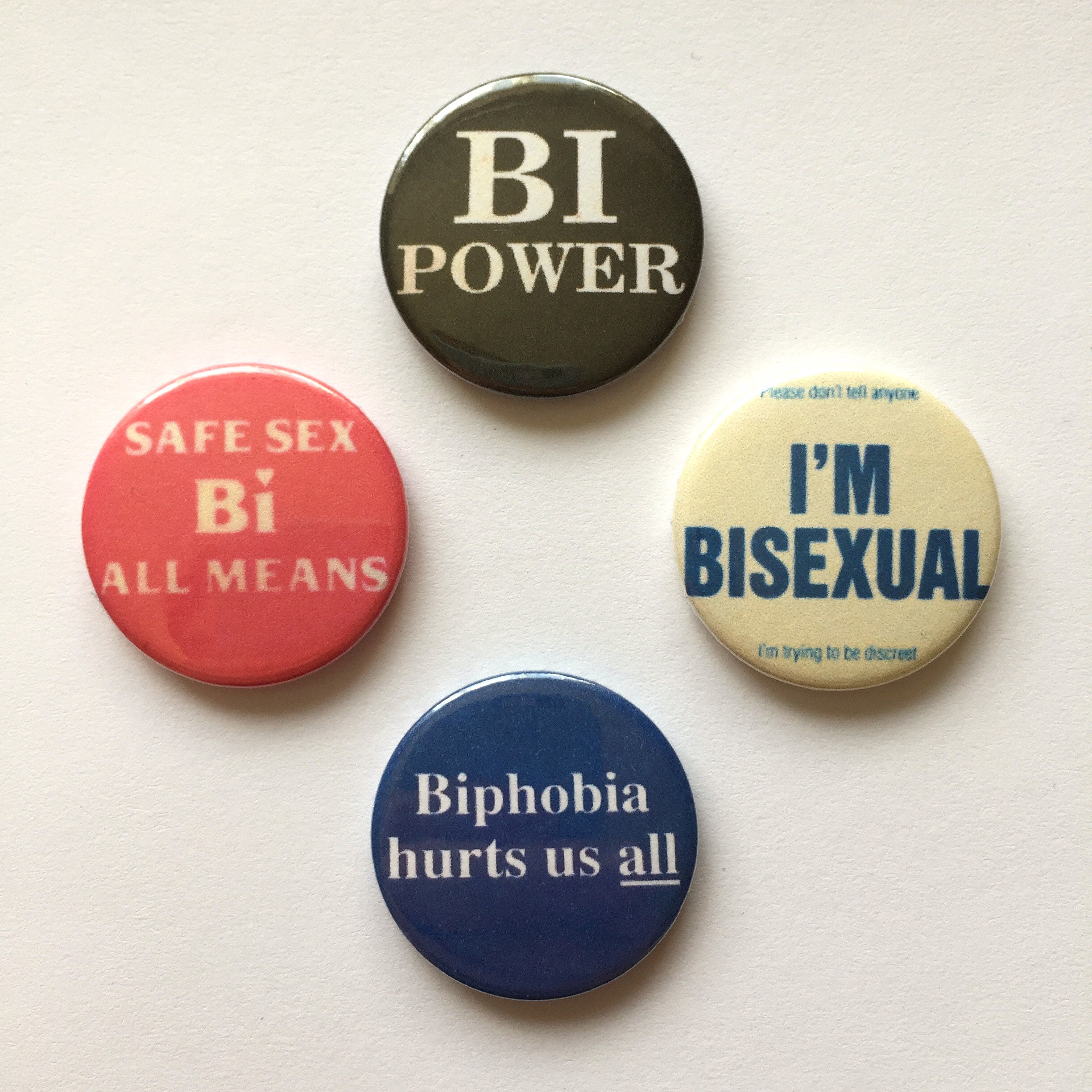 Bisexual 4 Badge Set Vintage Remake Bi Buttons Lgbt Pins Pride Etsy