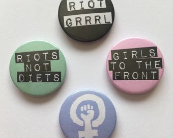 Conjunto de insignias Riot Grrrl Feminist 4