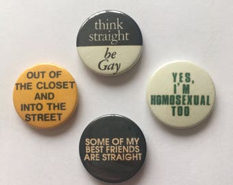4 Pack Gay Pride LGBT Lesbian Badges Pin Buttons Set