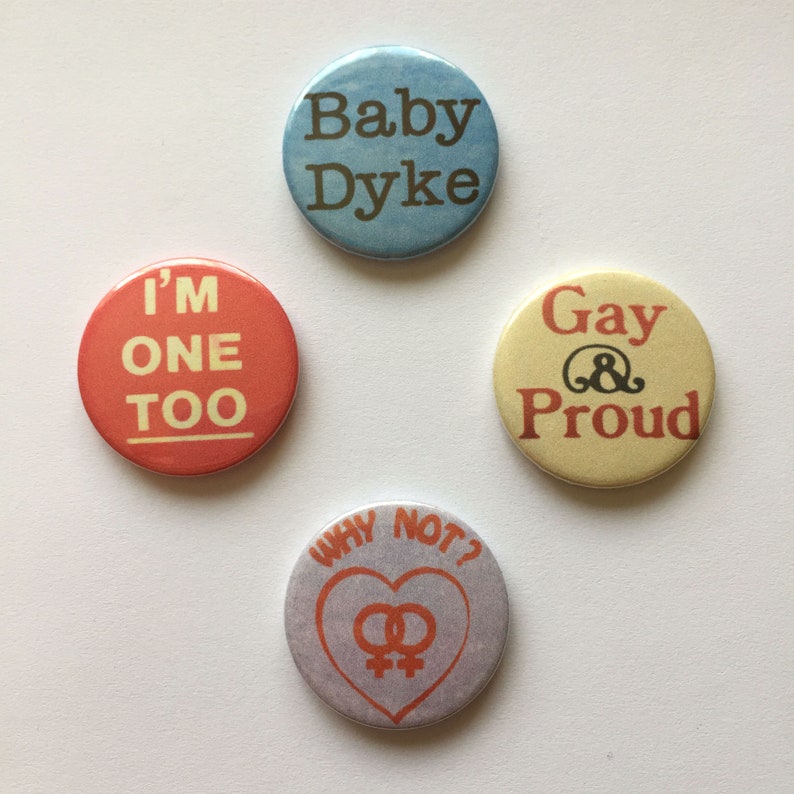 Lesbian Vintage Remake 4 Badge Set Gay Pin Buttons LGBT Pride Etsy