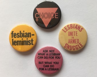 4 Lesbisk Feministisk Vintage Remake Knappmärken Pro Choice HBT Gay Pride Pins Retro