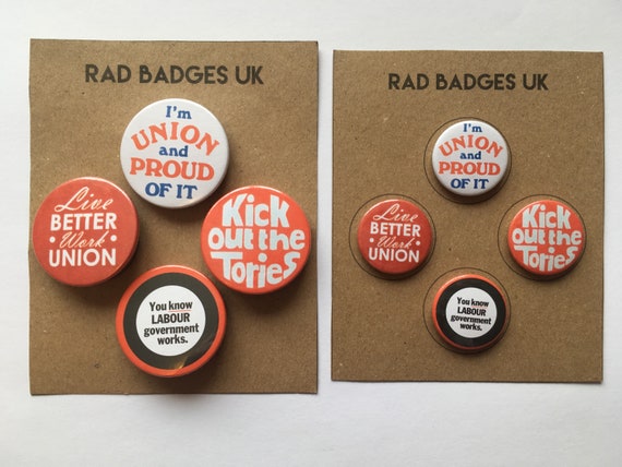 4 Labour Party Union Badges Socialist Political Buttons Pin Etsy