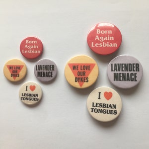 Lesbian LGBT Badge Set Gay Pride Sapphic Lavender Vintage Style Buttons image 2