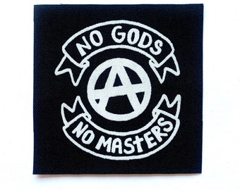 No Gods No Masters Screen Printed Anarchist Patch Anarchy Symbol Sew On Punk Patches