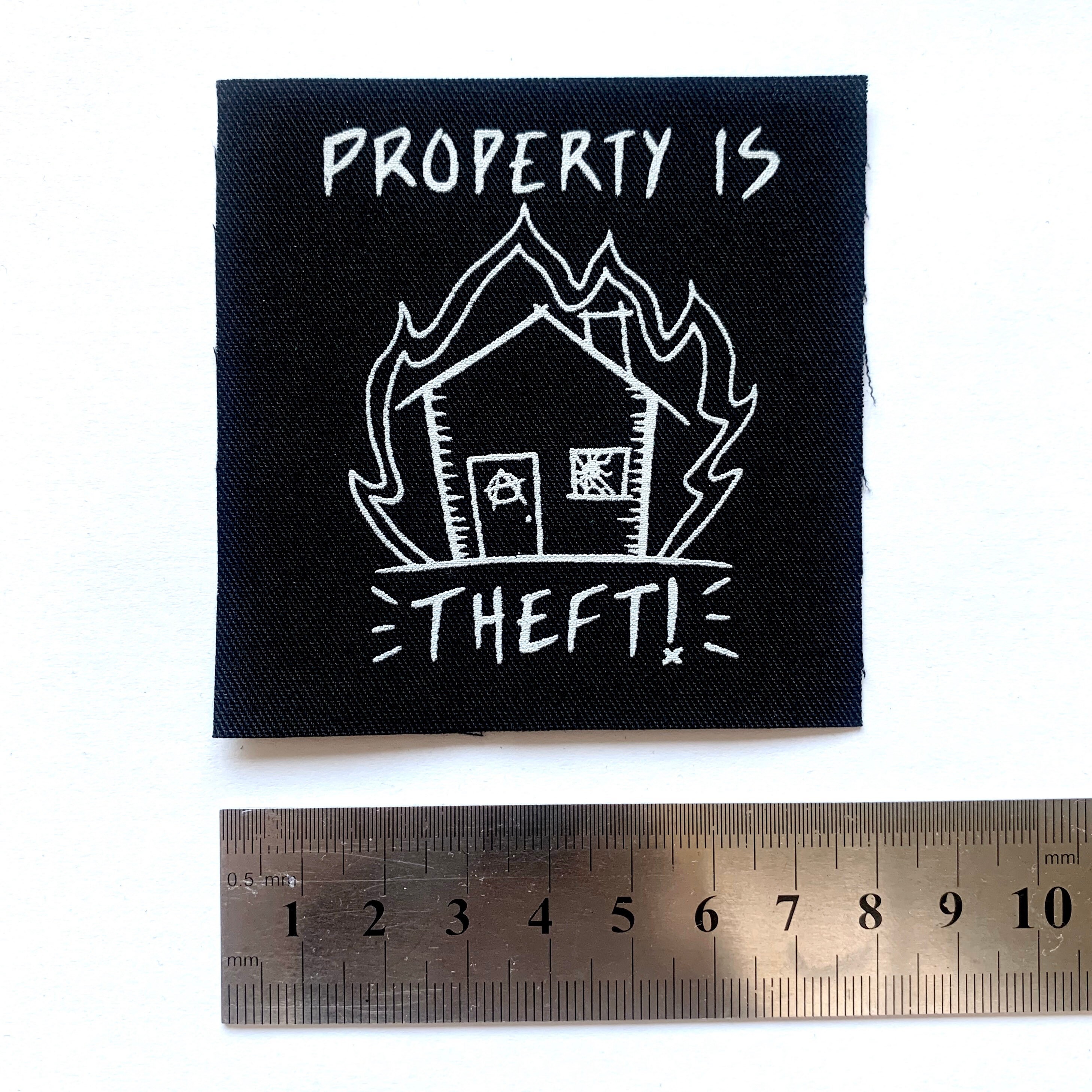 Property Is Theft Patch Screen Printed Anarchist Patch Anarchy Etsy Finland