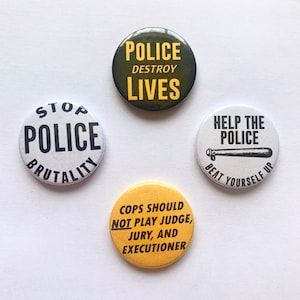 4 badges d’épinglette de protestation de la police Brutalité anti-flic Anti-raciste Black Lives Matter Boutons