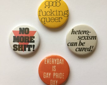 GAY PRIDE VINTAGE BADGE BUTTON PIN RAINBOW NOT FLAG POSTER QUEER UK MADE 