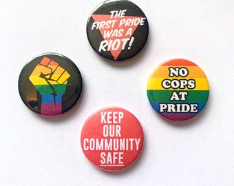 4 LGBTQ Pride Badge Set Gay Lesbian Bisexual Transgender Queer Community Pins Buttons Rainbow Flag LGBT