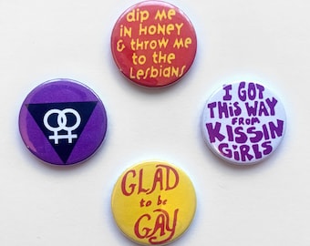 4 lesbiska märken retro HBTQ Gay Pride-knapp vintage remake-nål HBTQ