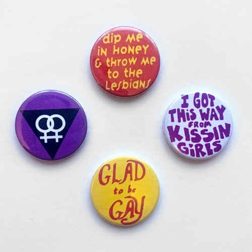 4 Lesbian Badges Retro Lgbtq Gay Pride Button Vintage Remake Etsy