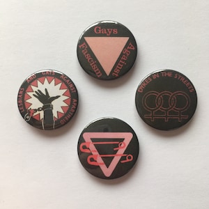 4 Lesbian Anti-Fascist Anti-Racist Punk Pin Button Badges Vintage Remade Retro LGBT