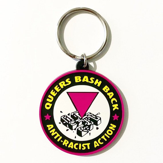 Queers Bash Back Keyring Anti Racist Action Lgbtq Keychain Pvc Etsy 日本