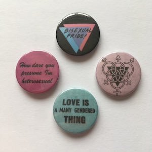 Set of 4 Bisexual Pride LGBT Bi Pin Badge Buttons