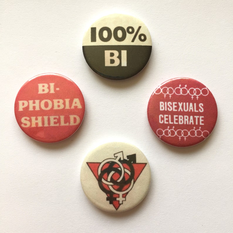 4 Bisexual Pride Buttons Bi Badge Vintage Remake Pins Retro Etsy