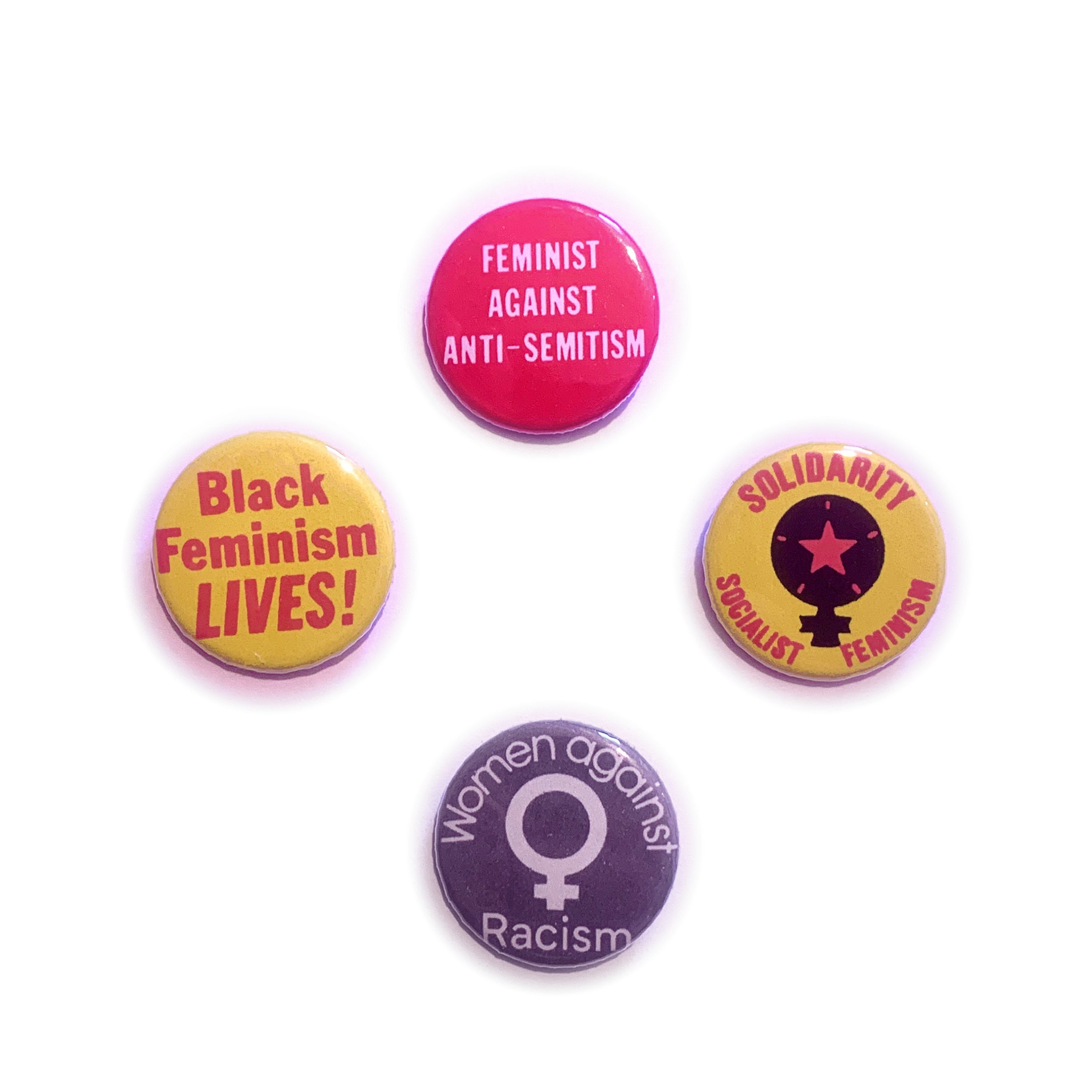 反人種差別フェミニズムバッジ4個、黒人フェミニスト社会主義ボタン
