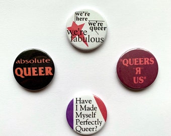 4 Queer Button Badges Vintage Remake LGBTQ Pride Pins