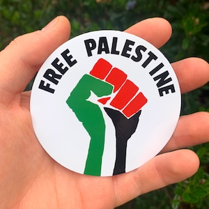 Free Palestine Vinyl Sticker Palestinian Flag Raised Fist Decal