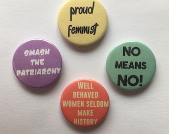 Conjunto de 4 insignias de botones feministas Pines de feminismo político