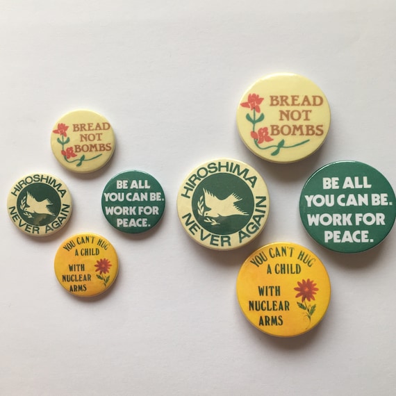 Anti-war Peace Protest Badges Set of 4 Vintage Remake Retro Anti