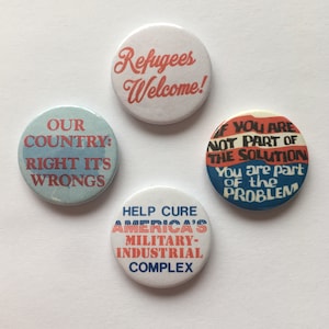 4 US Political Pinback Badges Democrat Anti-Trump Protest Change Progress Pin Buttons