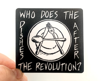 Who Does The Dishes After The Revolution Vinyl Sticker Pat The Bunny Decal Anarchist