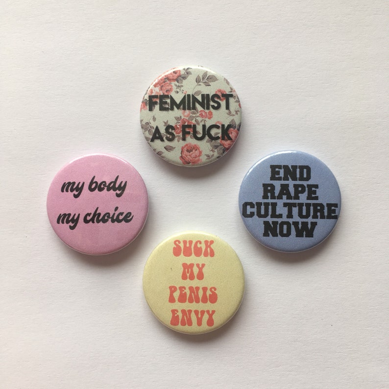 Feminism 4 Button Badge Set Political Pinbacks Political Pro-choice - Etsy