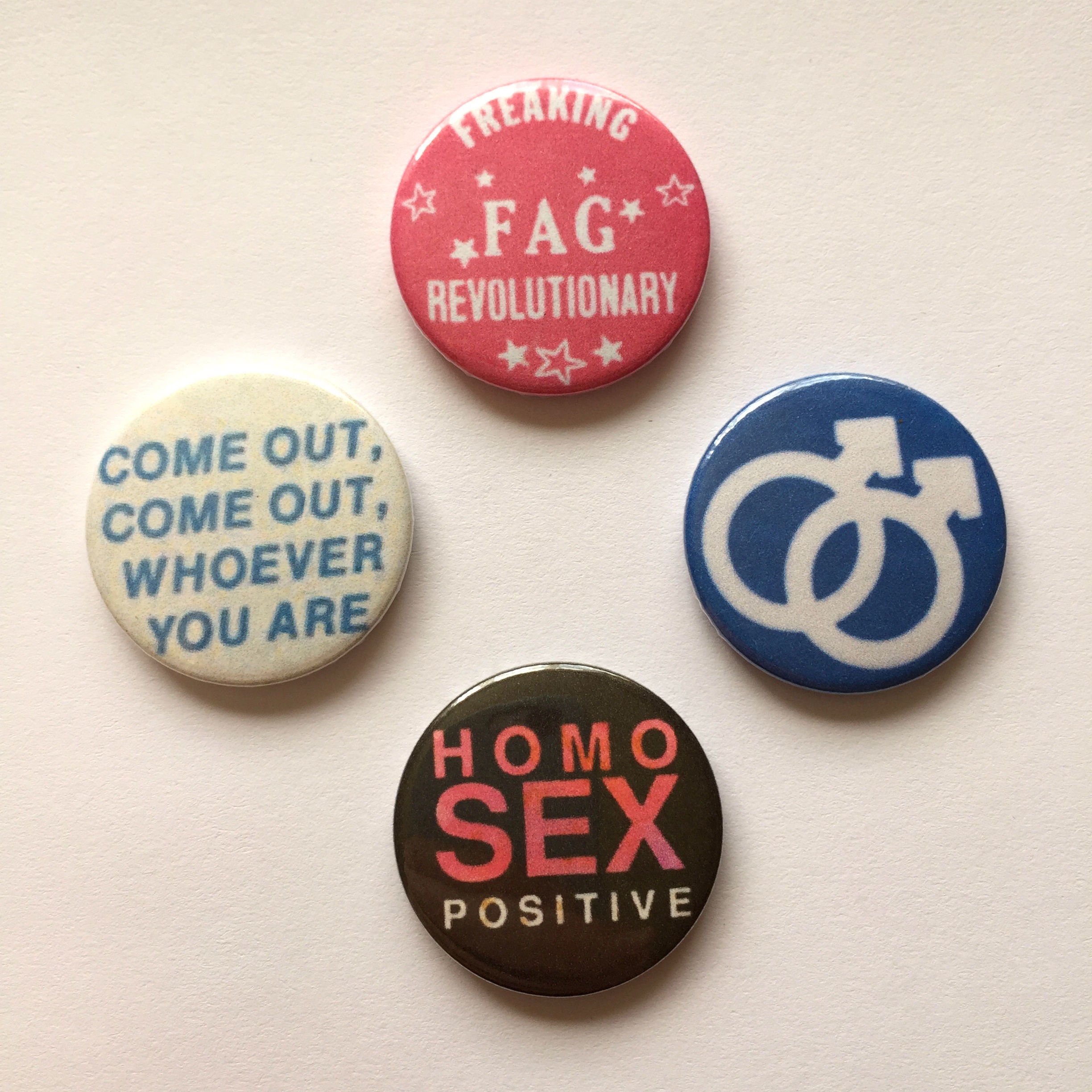 Set Of 4 Gay Buttons Vintage Remake Lgbt Pin Badges Etsy Uk