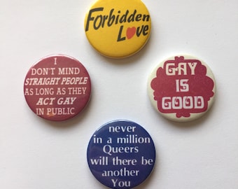 Gay Pride Vintage Remake Buttons Queer Love Gay is Good Lesbian Badges Pins