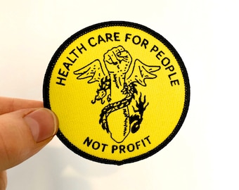 Health Care For People Not Profit Patch Iron On Embroidered Woven Vintage Remake