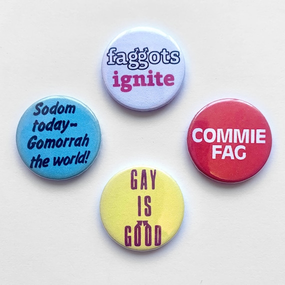 4 Gay Button Badges Vintage Remake Faggot Gay LGBTQ Pride Pin Etsy