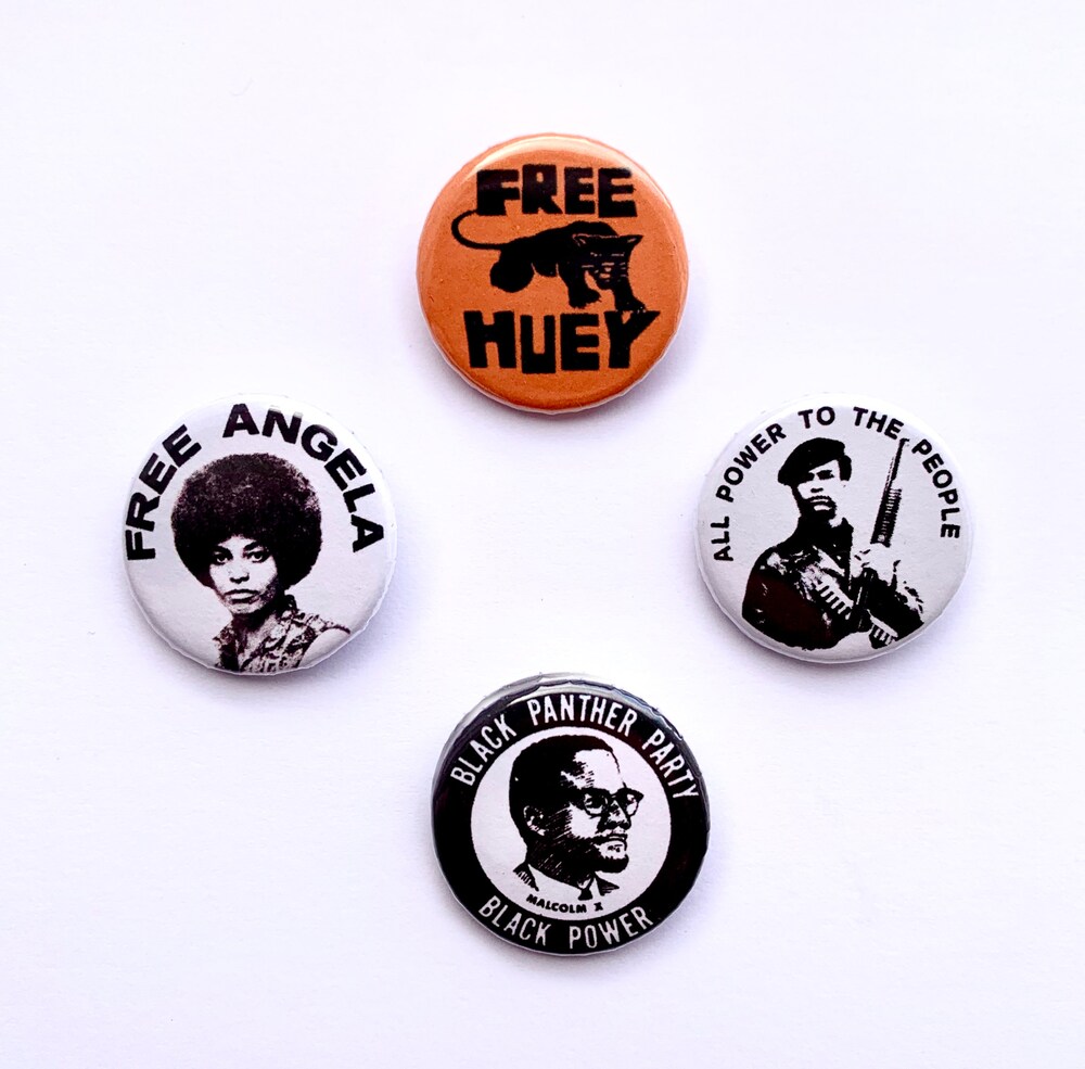 Vintage Remake Black Panther Liberation Civil Rights Button Badges Angela Davis Malcolm X Huey P Newton Pins Hoodyx Style