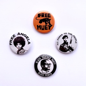 Vintage Remake Black Panther Liberation Civil Rights Button Badges Angela Davis Malcolm X Huey P Newton Pins