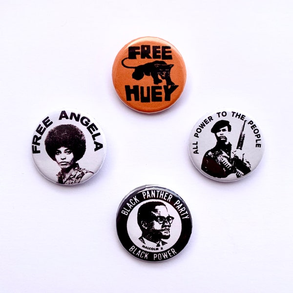 vintage Remake Black Panther Liberation Civil Rights Button Badges Angela Davis Malcolm X Huey P Newton Pins