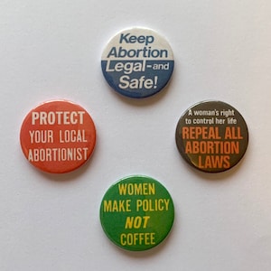 4 Vintage Remake Feminist Button Badges Pro-Choice Equality Pinback Pins