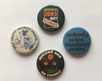 4 Anti War Anti Nuclear Weapons Labour Green Retro Vintage Remake Badges