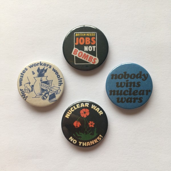 4 Anti Oorlog Anti Kernwapens Arbeid Groene Retro Vintage Remake Badges