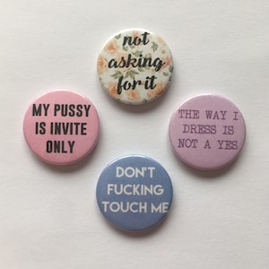 Feminist 4 Badge Set Consent Button Pins