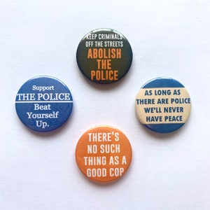 4 Anti-Police Protest Pins Abolish Cops Pinback Buttons Socialist Anarchist Badges