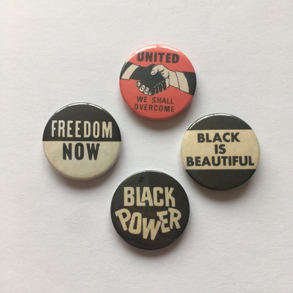 4 Anti-raciste Black Power Pinback Button Badges vintage Remake Black Lives Matter