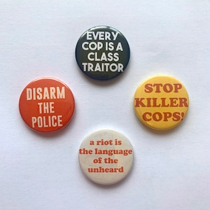 4 épingles antiracistes Manifestations policières Stop Killer Cops Buttons Riot Badges Black Lives Matter MLK