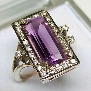 purple amethyst Ring,Handmade Women&#39;s Ring, Natural Amethyst, Silver Ladies Ring, Ottoman Ring, Authentic, Ladies Ring, 925k Sterling Silver